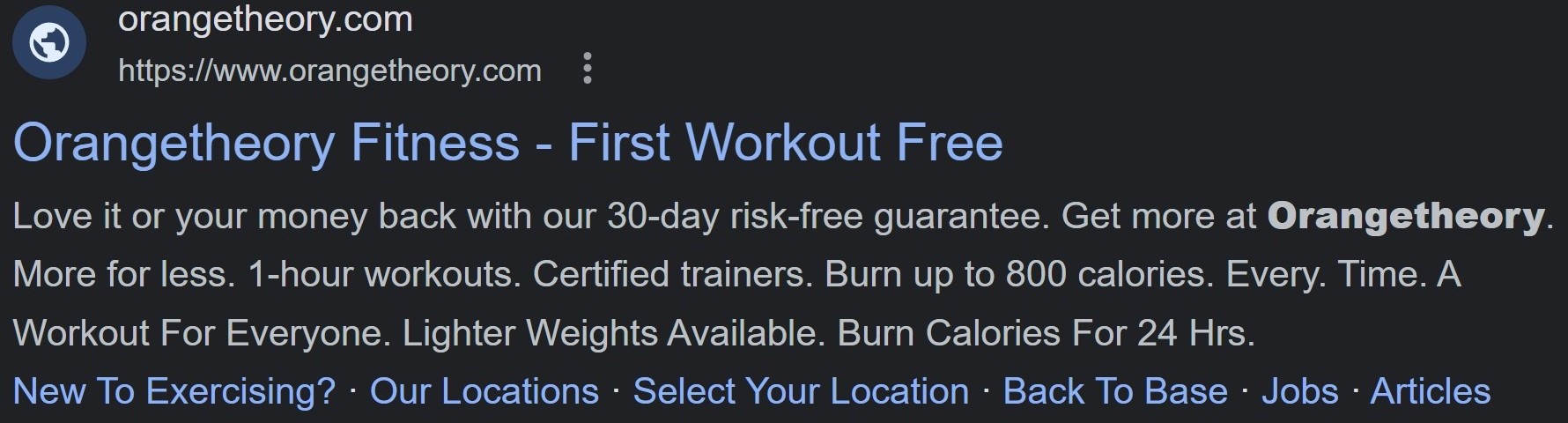 Example of an OTF Search Ad